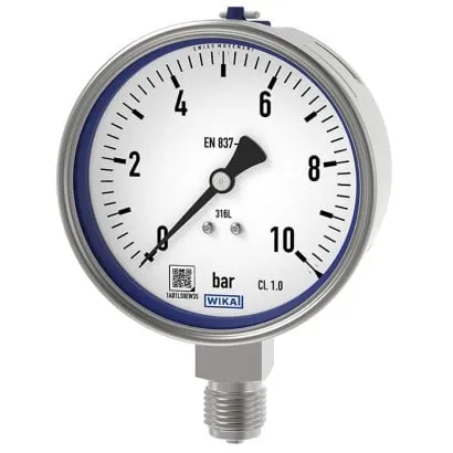 Wika Bourdon Tube Pressure Gauge, Stainless Steel, 232.50, 233.50, For The Process Industry, Standard Version, Ns 63 [2 ½